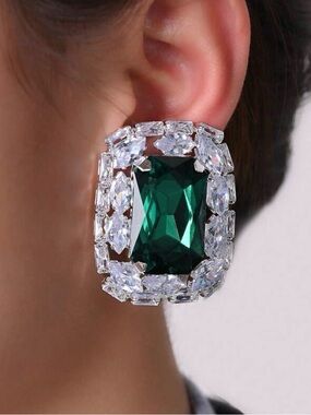 Emerald Green Crystal Statement Earrings - Women Jewelry